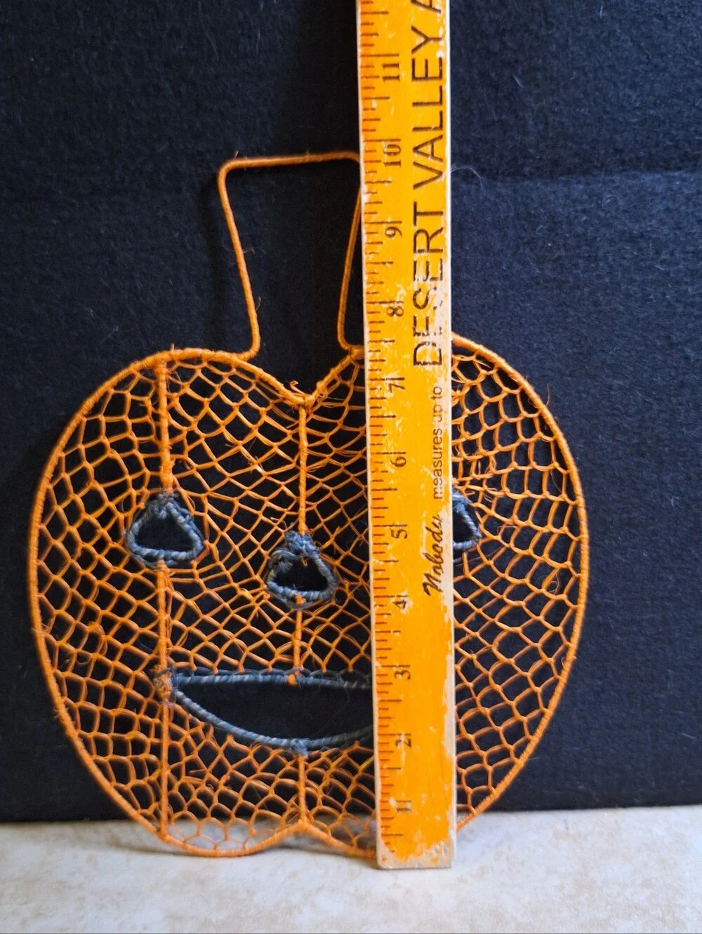 Vintage Macrame Halloween Decoration Decor Wall Art Pumpkin Jack O Lantern Set/5